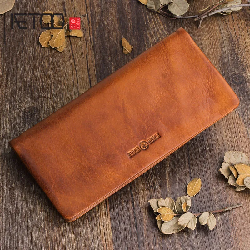 

AETOO Original design first layer of leather wallet handmade leather men and women handbag multi-card holder wallet youth