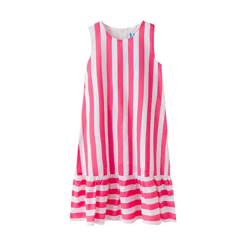 

Kids Girls Dress for Teenager Striped Print Cotton Party Dresses 2019 Princess Bohemian Beach wear 6Y to 16Y Children Clothes