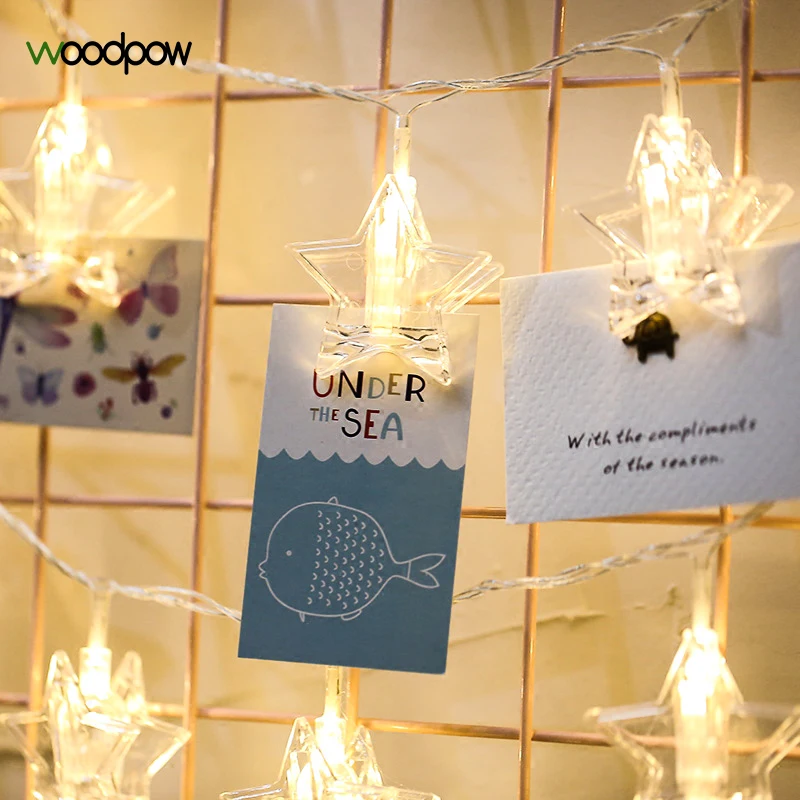 

Woodpow 1.5M 3M 6M LED Card Photos Pictures Star Clip String Lights Battery Garland Fairy Light Party Weeding Holiday Lighting