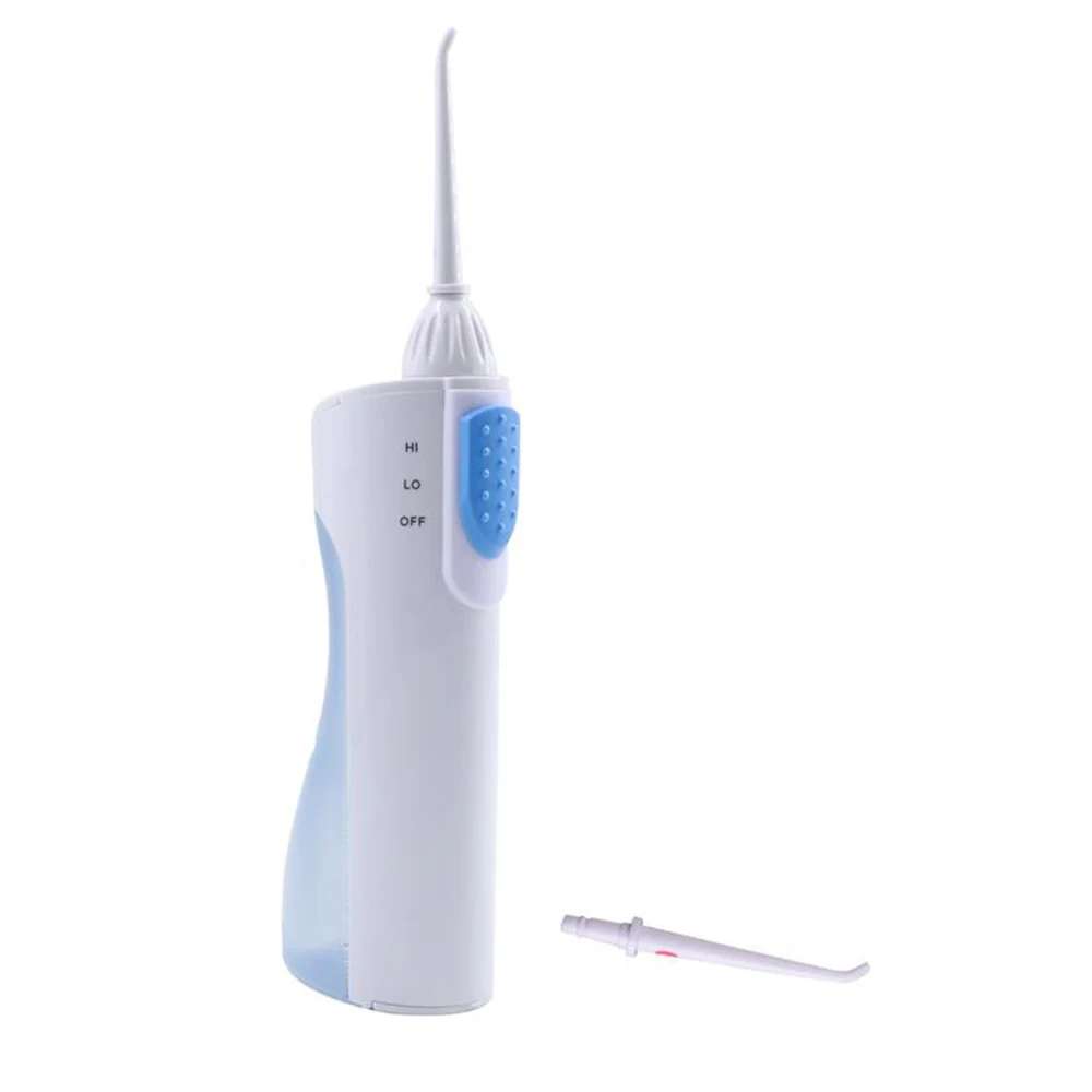 

Portable Oral Irrigator Water Dental Flosser Travel Jet Tooth Pick Teeth Cleaning Battery Operated 2 Modes with 2 Jet Tips