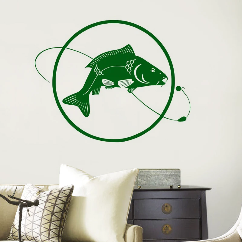 Fish Line Bait Fishing Wall Stickers Circle Hollow Out Home Decor Wall Decals Vinyl Self Adhesive Wallpaper
