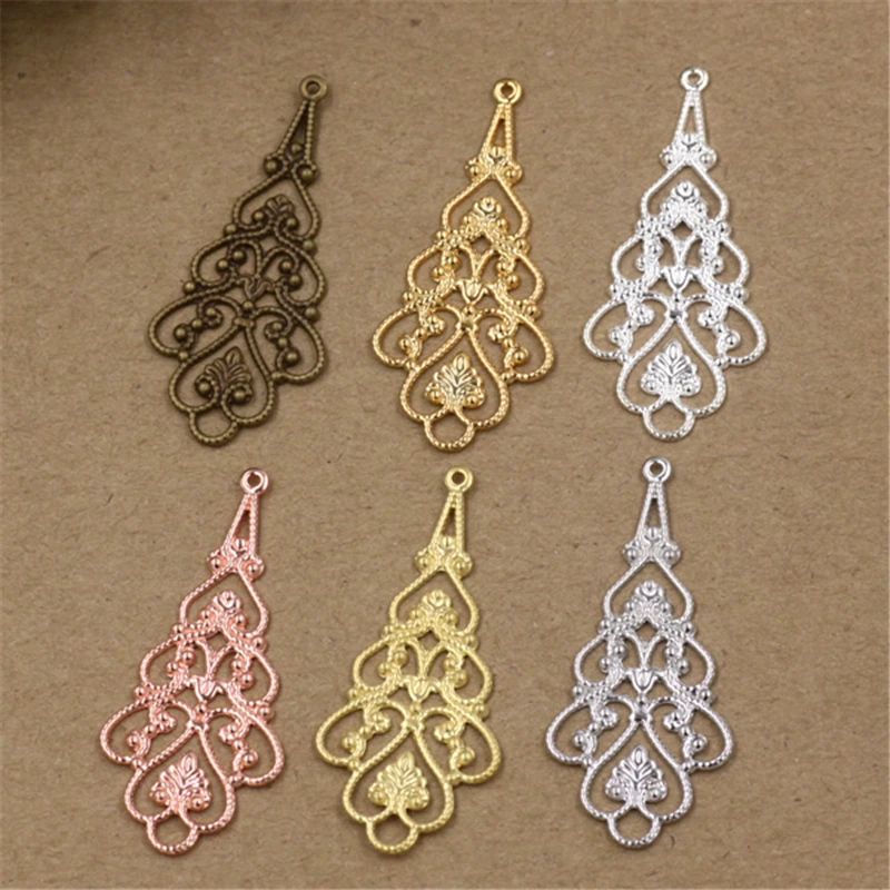 

BASEHOME 20pcs 18*41mm Gold/Silver Plated Hollow Flower Motif Jewelry Pendant European Charms for DIY Necklace Findings