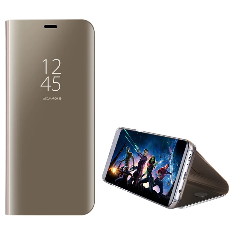 Смарт-зеркало Clear View Флип Чехол для samsung Galaxy J3 J4 J6 J7 2018 Роскошные Стенд кожаный