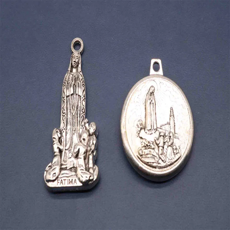 

Religious Rose Madonna Fatima Medal. Jesus Cross Saint Christopher Icon Medal