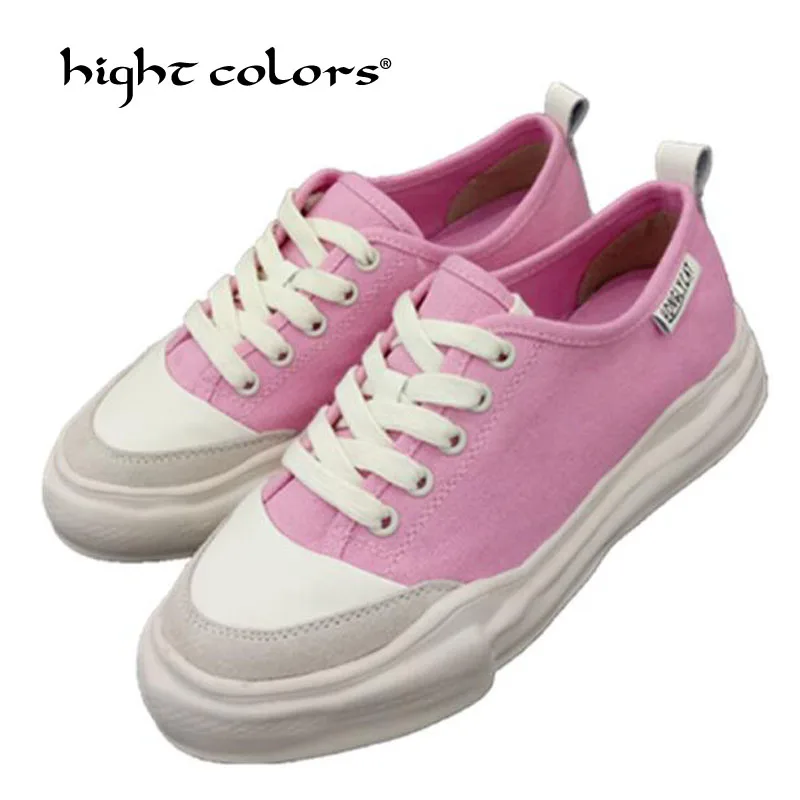 

Casual Women Canvas Shoes Women Flats Fashion Women Lace Up Cartoon Ladies Flat Platform Shoes Pink Yellow Orange Female Shoes