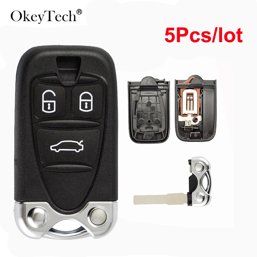 US $59.90 OkeyTech 5 Piecelot Car Key Shell For Alfa Romeo 159 Brera 156 Spider 3 Buttons Replacement Remote Smart Cover Case Uncut Blade