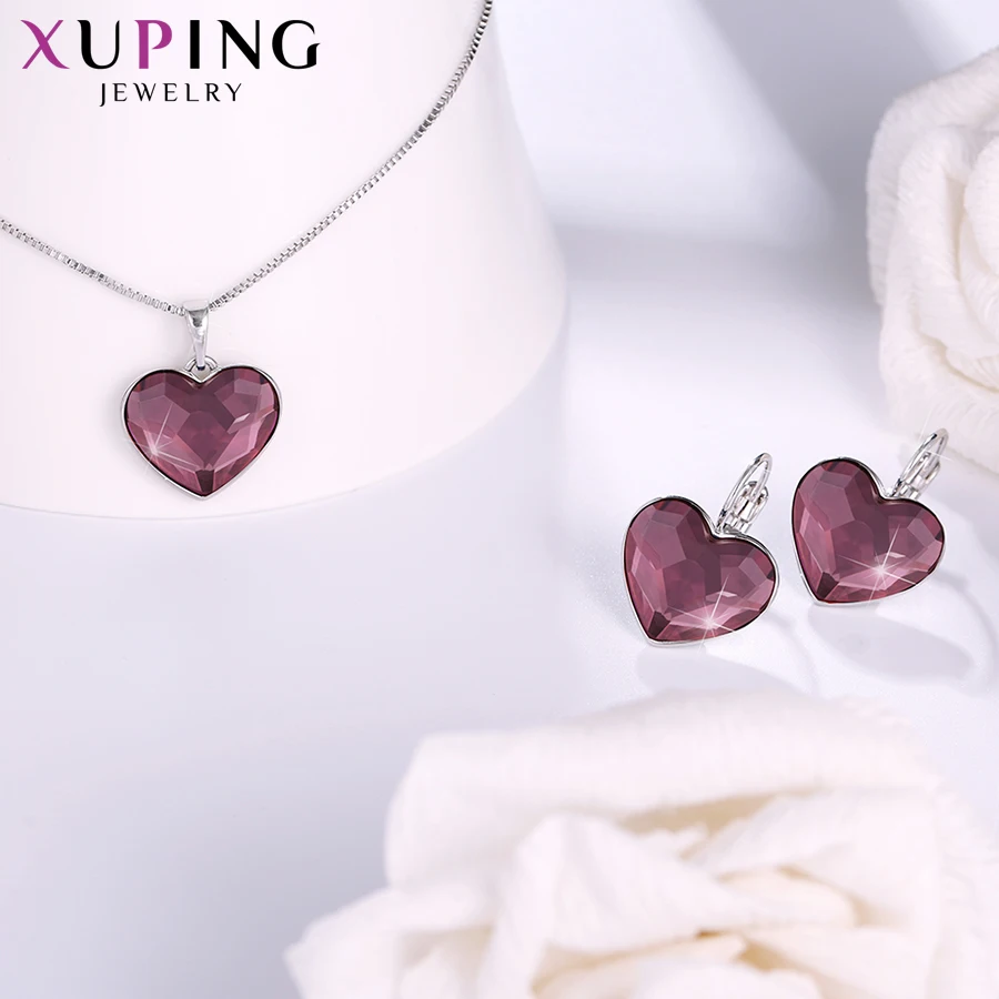 Xuping Love Heart с ожерельем/серьги комплект ювелирных изделий с кристаллами от Swarovski женские вечерние подарок на день Святого Валентина S169-60104