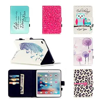 

For Apple iPad mini 4 Case Case Owl Flower Tower Pattern PU Leather Flip Tablet Shell with Stylus holder For iPad mini4 7.9inch