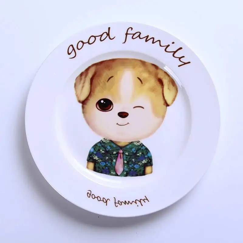 8inch cartoon Creative hand-painted ceramic tableware microwave heating plate ceramic children's tableware