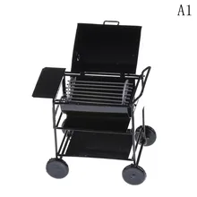 Кухонные игрушки кукольный домик гриль для пикника 1 набор 1:12 миниатюрная железная решетка для барбекю бак большой размер сад открытый бар Ресторан Металл для детей