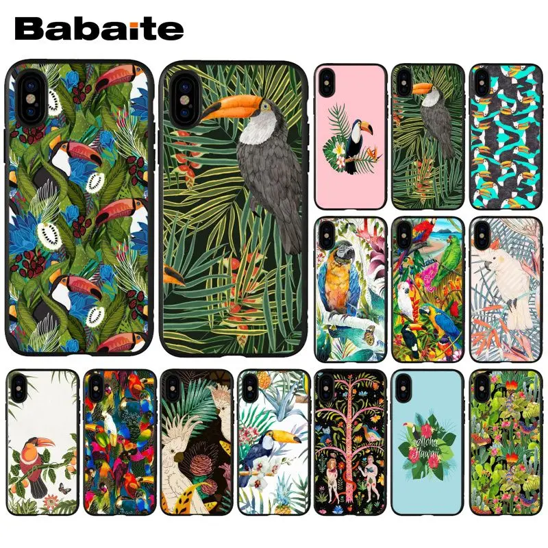 

Babaite Tropical forest animal Bird Toucan TPU Soft Accessories Cell Phone Case for iPhone 5 5Sx 6 7 7plus 8 8Plus X XS MAX XR