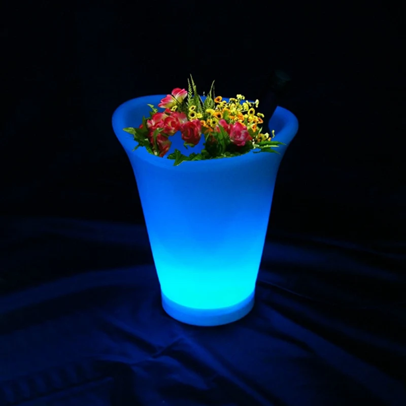 

D25*W21*H28cm LED Flower Planter 16 colour change rechargeable remote control LED Glowing ice bucket Pot SK-LF07 skybesstech 1pc