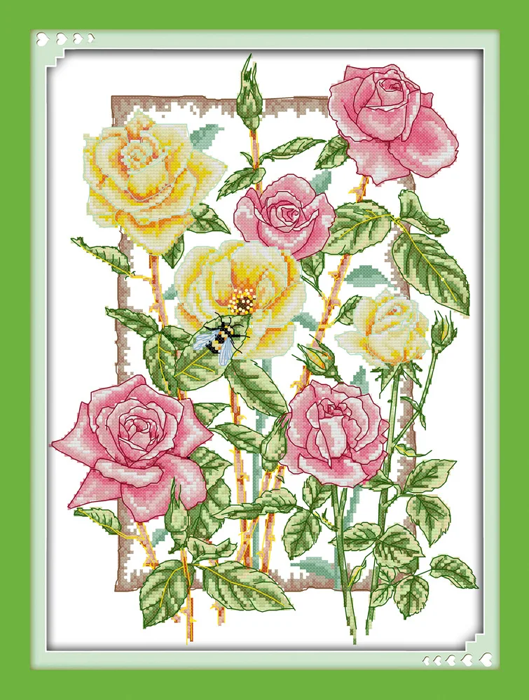 

New arrival 2018Rose Cross Stitch DIY 11CT 14CT Cross-Stitch Kit Handmade Embroidery for Needlework