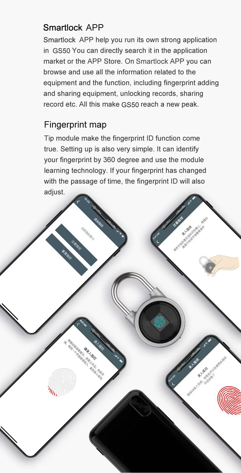 GS-50, Bluetooth, отпечаток пальца, замок для мобильного телефона, приложение, легко разблокируется, водонепроницаемый, мини, умный замок, замок для двери, чехол для багажа
