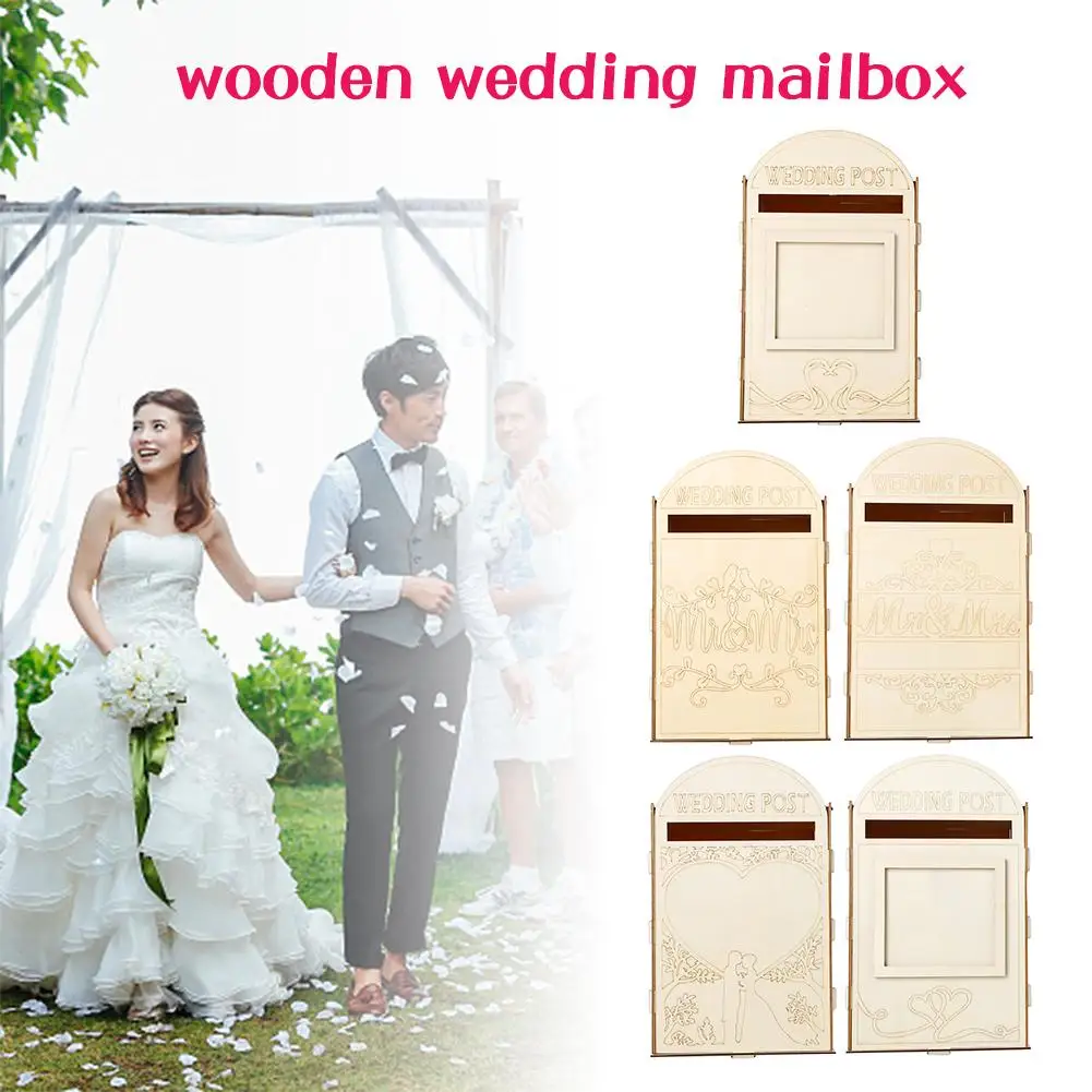 

Carving Royal Wedding Mailbox Wooden Wedding Supplies Mailbox Laser Cutting Royal Post Style Decoration Mailbox Decoration