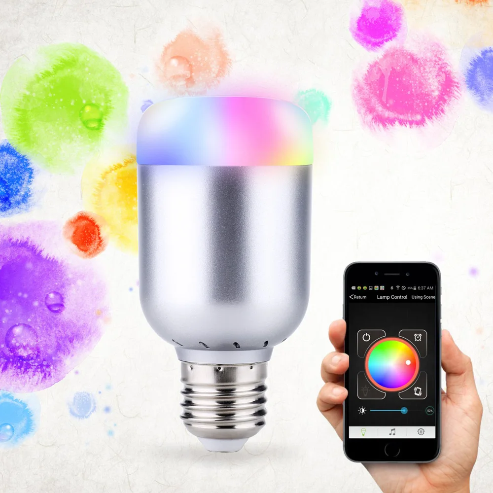 Bluetooth LED Bulb E27 RGBW 6W Bluetooth 4.0 Smart LED Light Timer