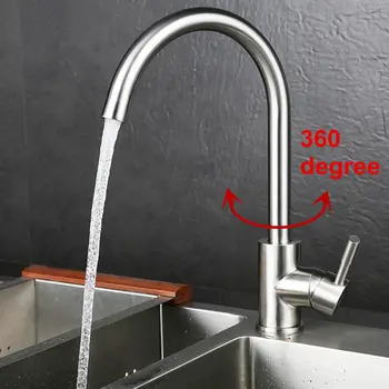

Deck mounted Faucet 360 Swivel Brushed SUS Kitchen Faucet Spout Single Hole Hot/Cold Water Tap Basin Faucet Mixer Tap