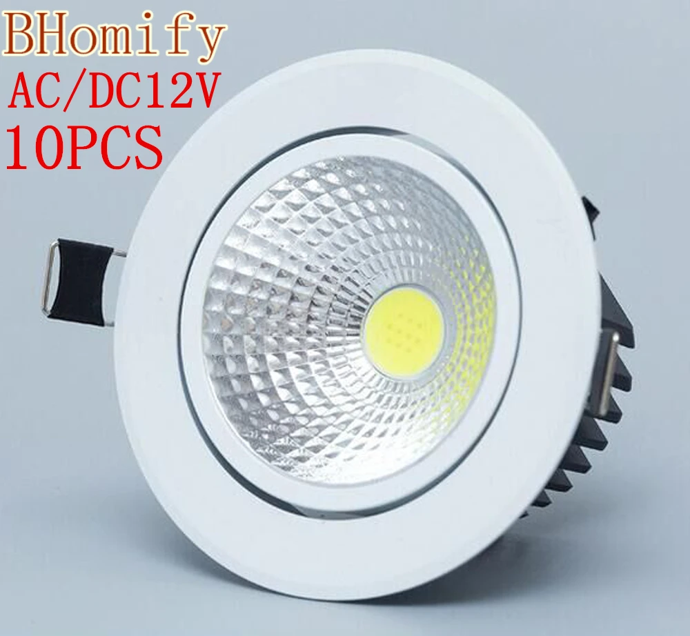 

10PCS Dimmable Led downlight light COB Ceiling Spot Light 3w 5w 7w 12w AC/DC12V ceiling recessed Lights Indoor Lighting