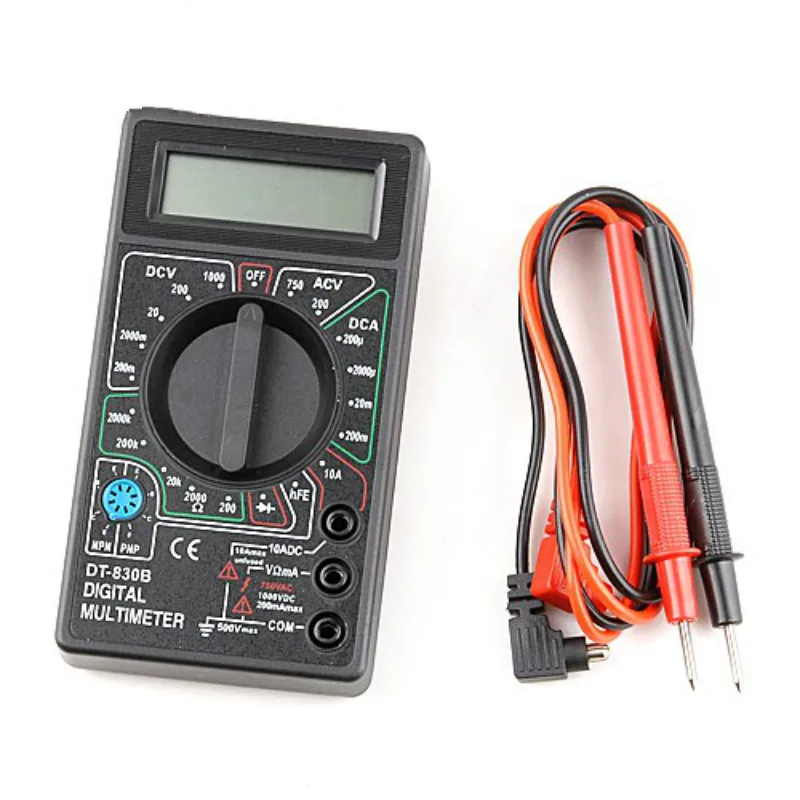 

Mini Digital Multimeter with Buzzer Voltage Ampere Meter Test Probe DC AC LCD