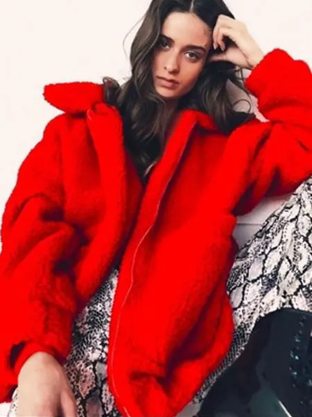 Fausse Fourrure Manches Turn Femmes D'hiver En Manteau Veste Down Longues Teddy Col zT8xSwRwq
