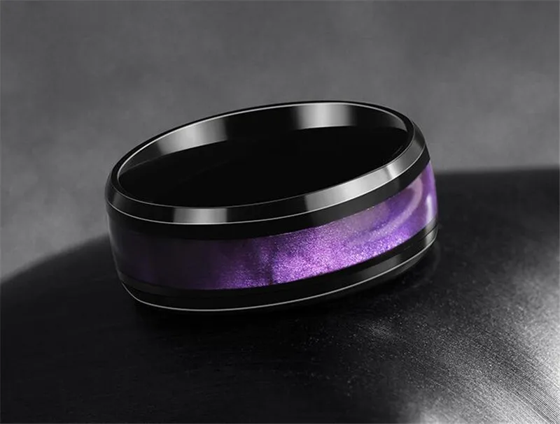Градиентные фиолетовые кольца 316L из нержавеющей стали для мужчин и женщин, Подарочные Кольца, изящные женские ювелирные изделия на палец