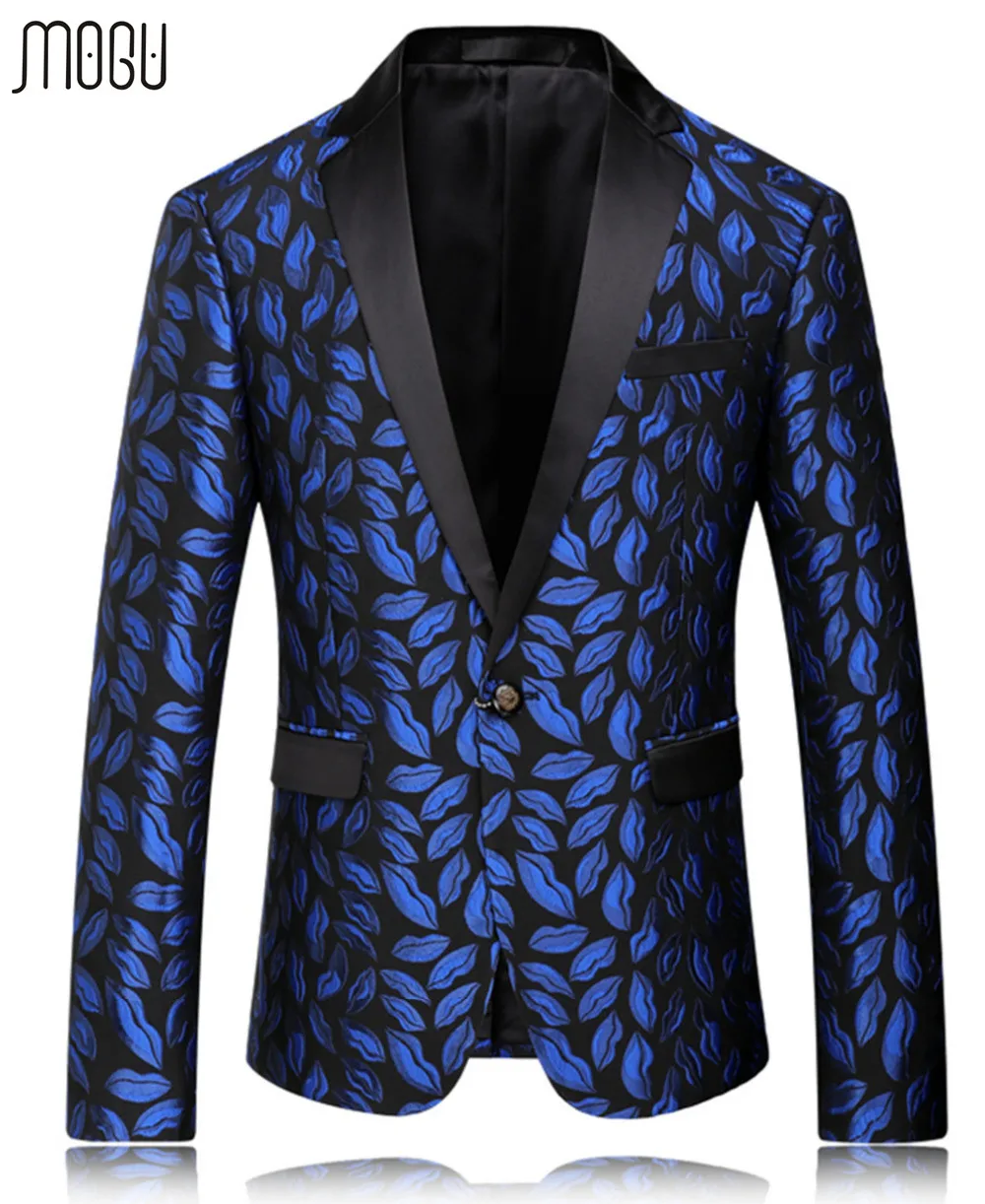 MOGU 2017 New Fashion Printed Blazer men High quality Brand clothing