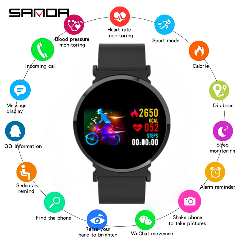 

Smart Watches Band Silicone Fitness Waterproof Heart Rate Monitor Blood Pressure Men's Watch Women's Smartwatches IOS Android