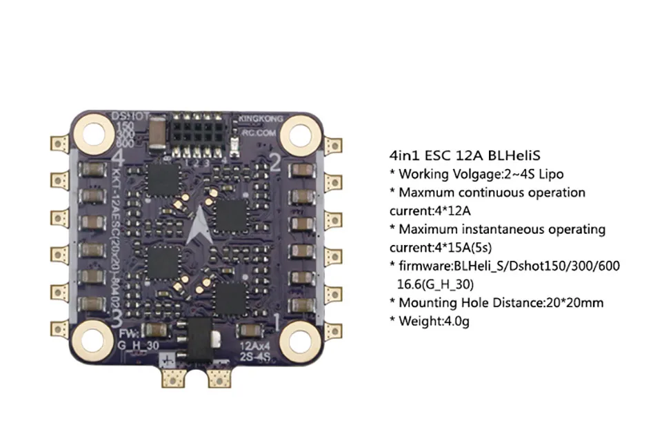 LDARC KK для Flytower 20*20 V2 F3+ OSD 4в1 ESC 12A BLHeliS 20x20 мм для внутреннего бесщеточного FPV Racer Drone RC вертолет Квадрокоптер