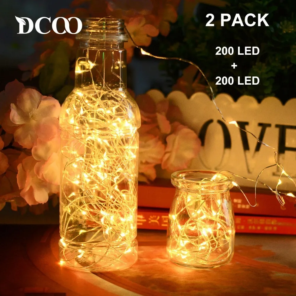 

Solar Powered Copper Wire LED String Lights 200 LED Starry Rope Lights Home Party Christmas Indoor Outdoor Lighting Decoration