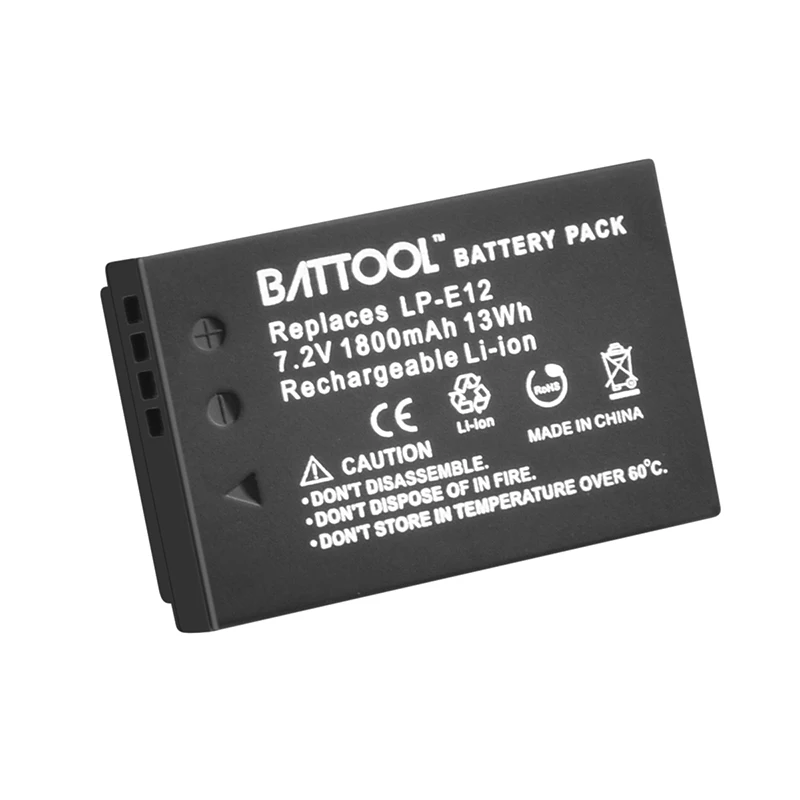 Батарея batcool 1.8Ah LP E12 с ЖК зарядным устройством для Canon Rebel SL1 EOS 100D M M2 M10