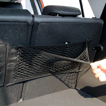 

50 x 25 cm Hook and Loop Latex Elastic Rope Black Car Mesh Nets Organizer Trunk Seat Storage Bag Pocket Bottle Sticker Holder