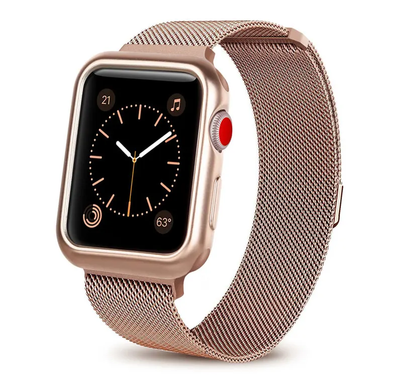 Чехол+ ремешок для Apple Watch 5 4 ремешок 44 мм 40 мм iWatch 42 мм 38 мм браслет из нержавеющей стали Миланская петля Apple watch 3 2 42/38