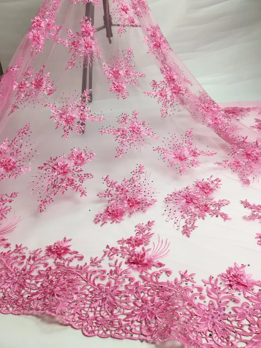 

High Quality African Tulle Lace Net Guipure,Free Shipping 5yards/Lot, African Net Cord Embroidery Lace For Wedd jsdm302