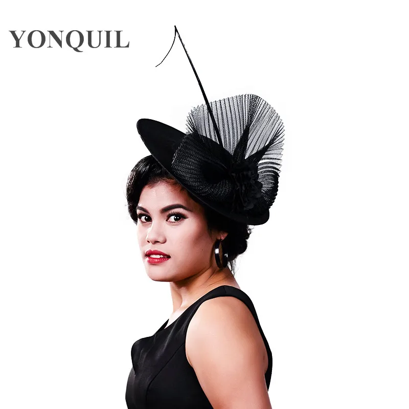 

Новый пунктирной линии сетки Свадебные Шапки и шик для торжественного случая; Женские вечерние перо Вуаль головной убор Винтаж Tocados сомбреро Bodas