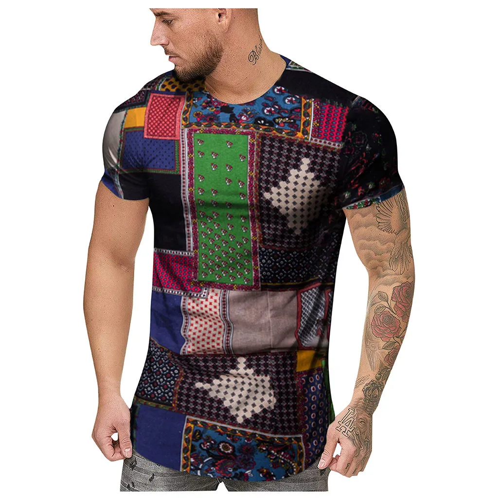 Африканская одежда модная мужская летняя приталенная африканская печать o-образным вырезом с коротким рукавом рубашка Дашики - Цвет: 2