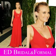 Diane Kruger Roter Kleid-berühmtheits-abend Abschlussball-formale Pageant kleid Vanity Fair
