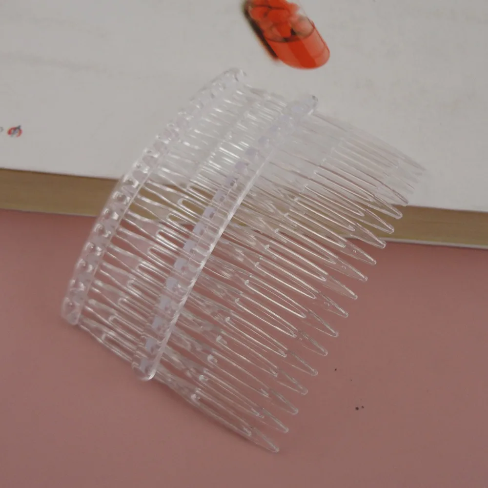 10PCS 9.0cm*4.5cm 18teeth Clear Plain Plastic hair Combs DIY bridal