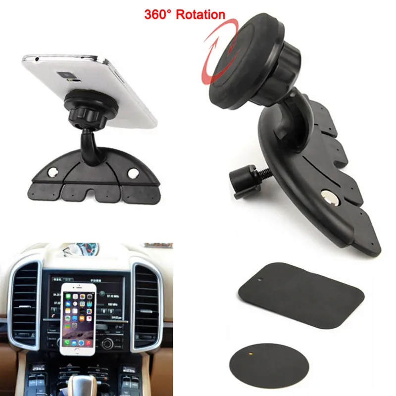 Universal Adjustable CD Player Slot Smartphone Mobile Phone Car Mount Holder 360 Rotating