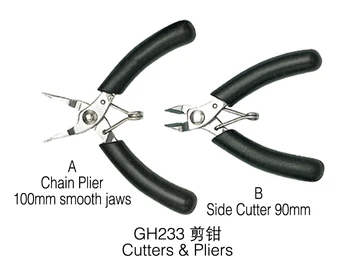 

free shipping 2pc/lot GH233A B Chain pliers smooth jaws 100mm side cutters&nipper 90mm jewelry scissors jewelry making tools