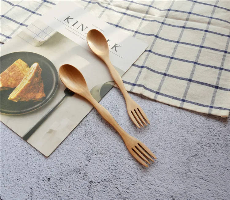 Простой стиль Бамбуковый Spork многоразовый Мультифункциональный деревянный