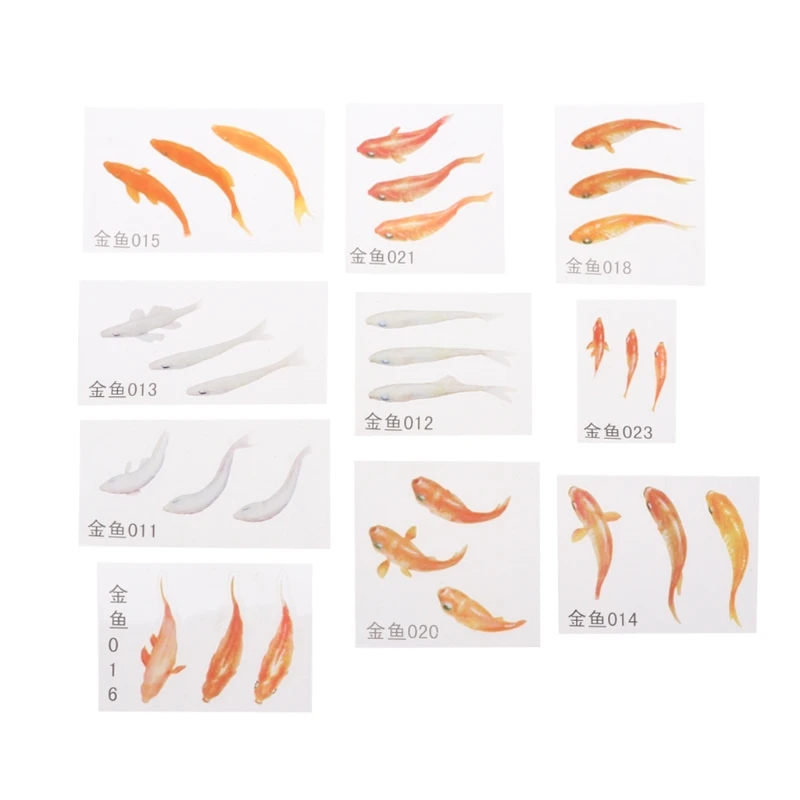 

10Pc 3D Real Goldfish Clear Film Sticker For Resin DIY Painting Jewelry Making