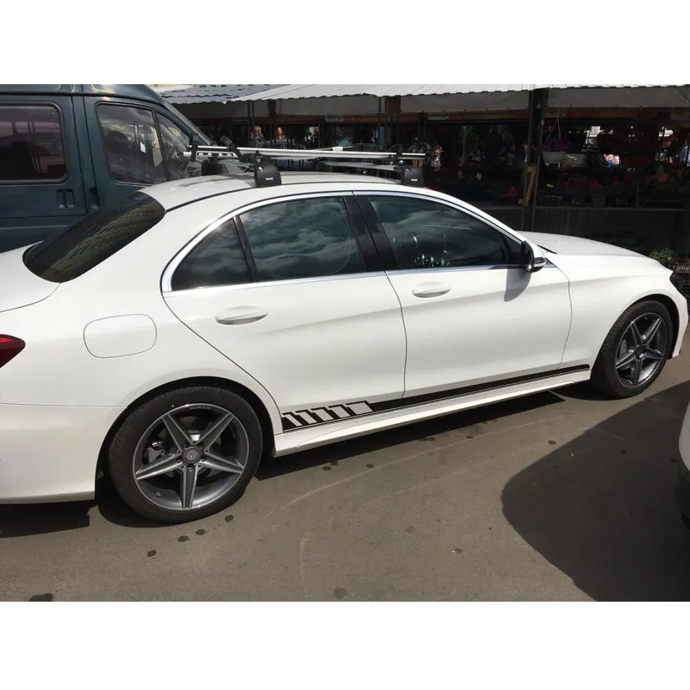 طبعة 1 AMG الجانبية سباق شريط ملصقات مصورة لمرسيدس بنز W205 C200 C180 C63 AMG الفئة C الأصفر/Silvergrey /أبيض/أسود