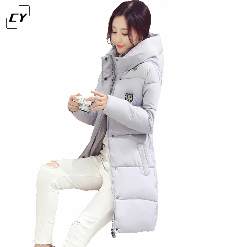 

Winter Coat Women 2017 New Fashion Medium Long Slim Hooded Parka Plus Size 3XL Female Down Cotton Coats Casacos Feminino