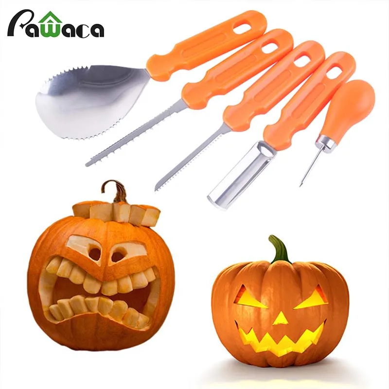 5Pcs/Set Carving Knife Cutter Halloween Pumpkin Lamp Carving peeler Set