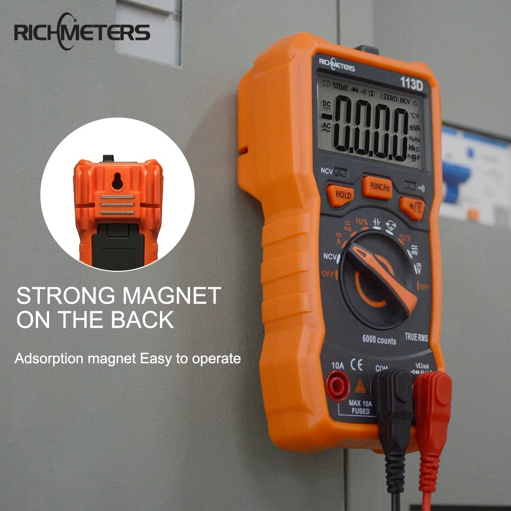 Цифровой мультиметр RICHMETERS RM113D NCV 6000 отсчетов Автоматический диапазон AC/DC