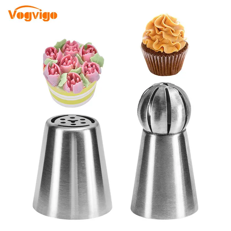 

VOGVIGO 2PCS Cake Decorating Tools Icying Nozzle Tools 304 Stainless Steel Dessert Decorators Nozzles Flower Decoration Tool