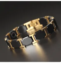 High-grade Fashion Korean Men's Titanium Steel Six-side Ceramic Bracelet Korea Germanium Stone Health Jewelry High-grade Fashion Korean Men's Titanium Steel Six-side Ceramic Bracelet Korea Germanium Stone Health Jewelry