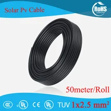 Высококачественный 50 м/рулон 2,5 мм2(14 AWG) кабель для солнечных модулей проволока красный или черный медный проводник XLPE куртка с tuv ul одобрением