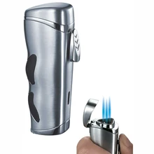 3 пламенный струйный фонарь, ветрозащитная Зажигалка из цинкового сплава, надувной многоразовый пожарный стартер, встроенный портсигар, курительная зажигалка