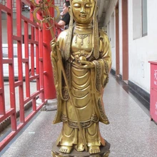 Bi002090 4" Тибет бронзовый gild Кшитигарбха Бодхисаттва Dizang pusa шесты Статуя Будды